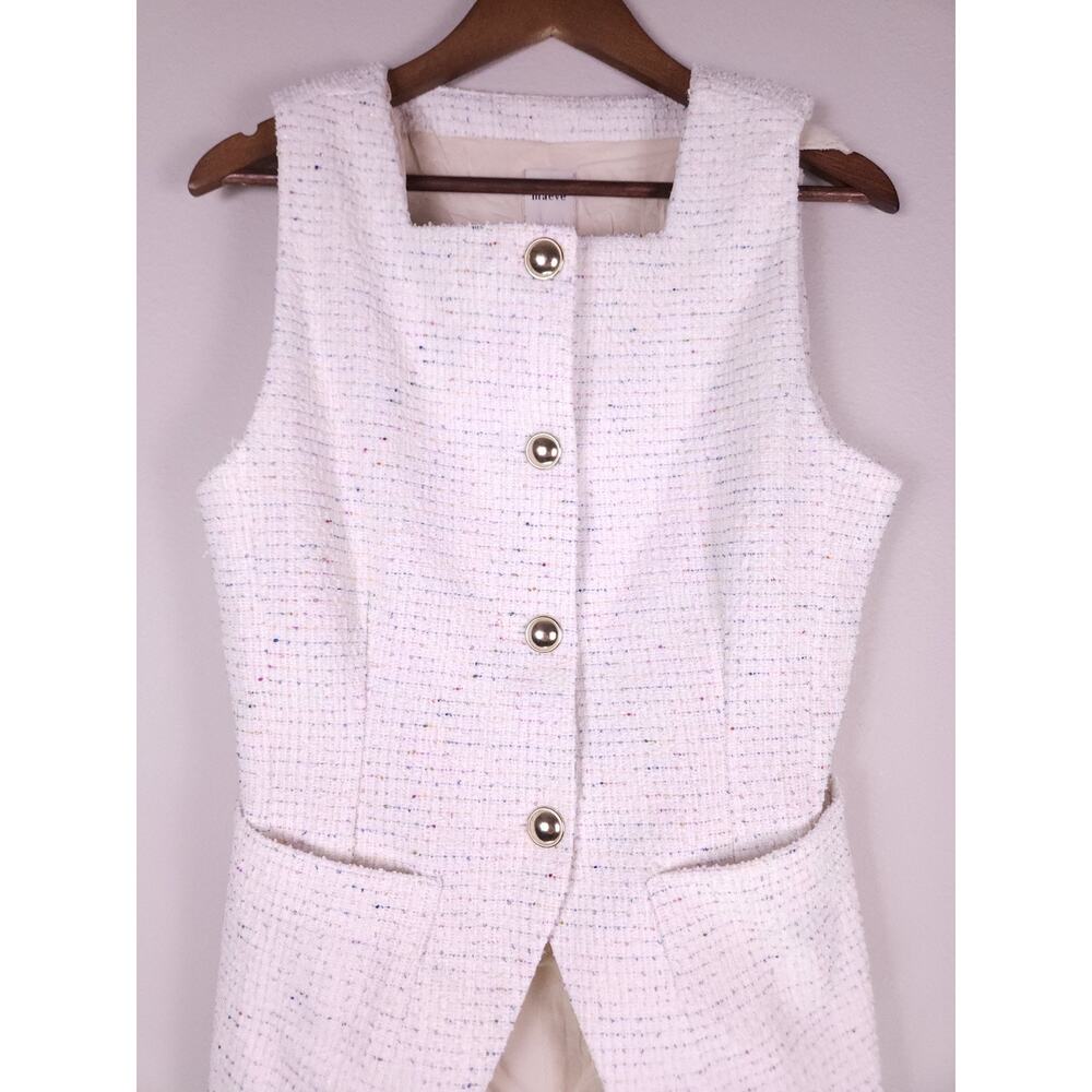 Maeve Anthropologie Tweed Sleeveless Vest Top S White Multicolor - Picture 6 of 13